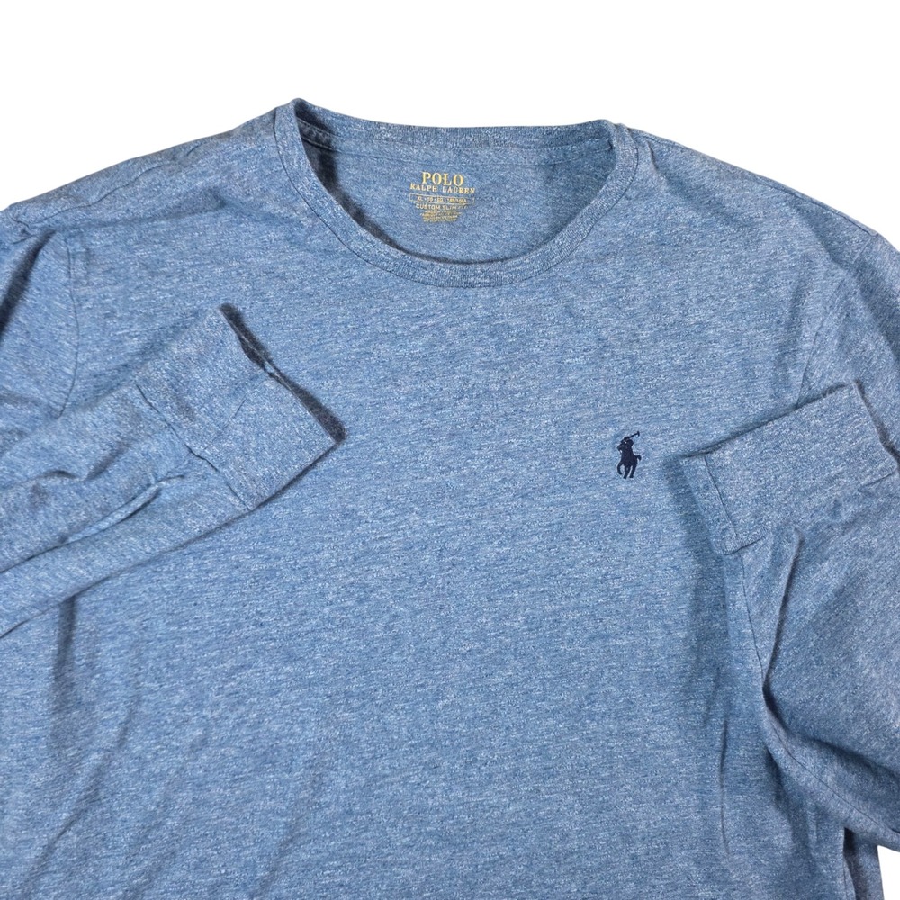Polo Ralph Lauren Long Sleeve T-Shirt Men XL Blue Heathered Custom Slim Fit 5435